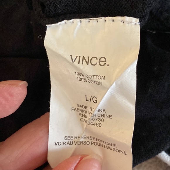 Vince black 100% cotton stretchy scooped neck thin oversized sweater top - Picture 10 of 11